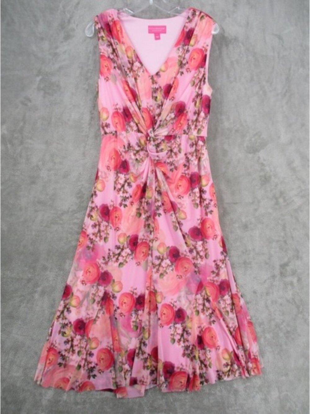 Isaac Mizrahi Live Dress Womens Small Floral Twist Front Midi Romantic Coquette